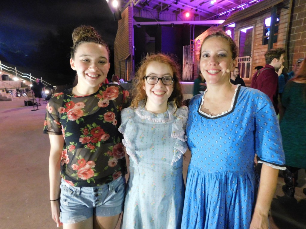 Mimi Pappas as Mrs. Hoallum with daughter Anya Pappas in the Ensemble, with fan Elizabeth Logan